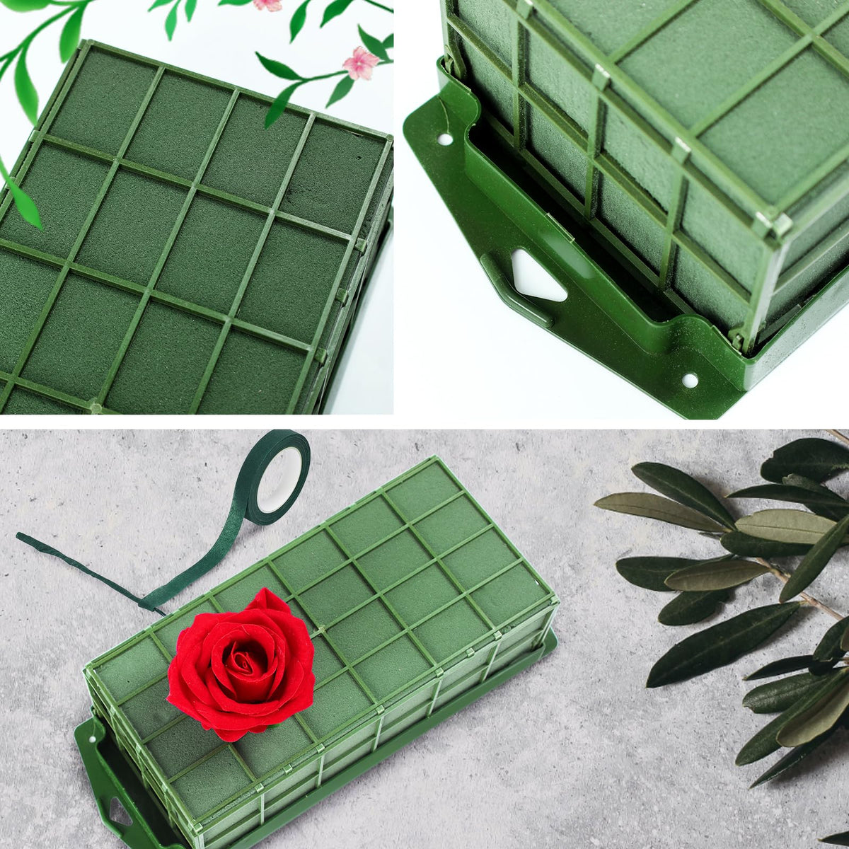 Floral Foam Cage 4pcs, Floral Foam Blocks, Flower Holder for Artificial Flower Arrangement Bulk Dry Floral Block for Christmas, Wedding, Garden Decoration