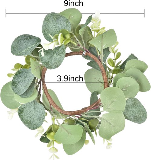 Eucalyptus Leaves Wreath by [Brand Name] - 9-Inch Greenery Garland for Farmhouse Kitchen Decor