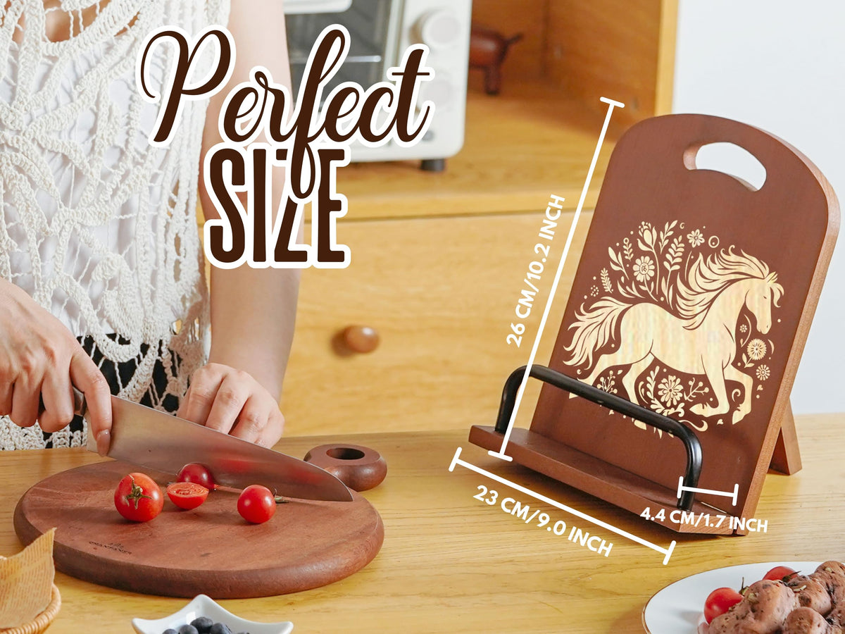 InnoBeta Horse Gifts for Women, Cookbook Stand for Kitchen Counter, Perfect Gifts for Horse Lovers on Birthday, Adjustable Tablet Recipe Book Holder, Unique Kitchen & Home Decor