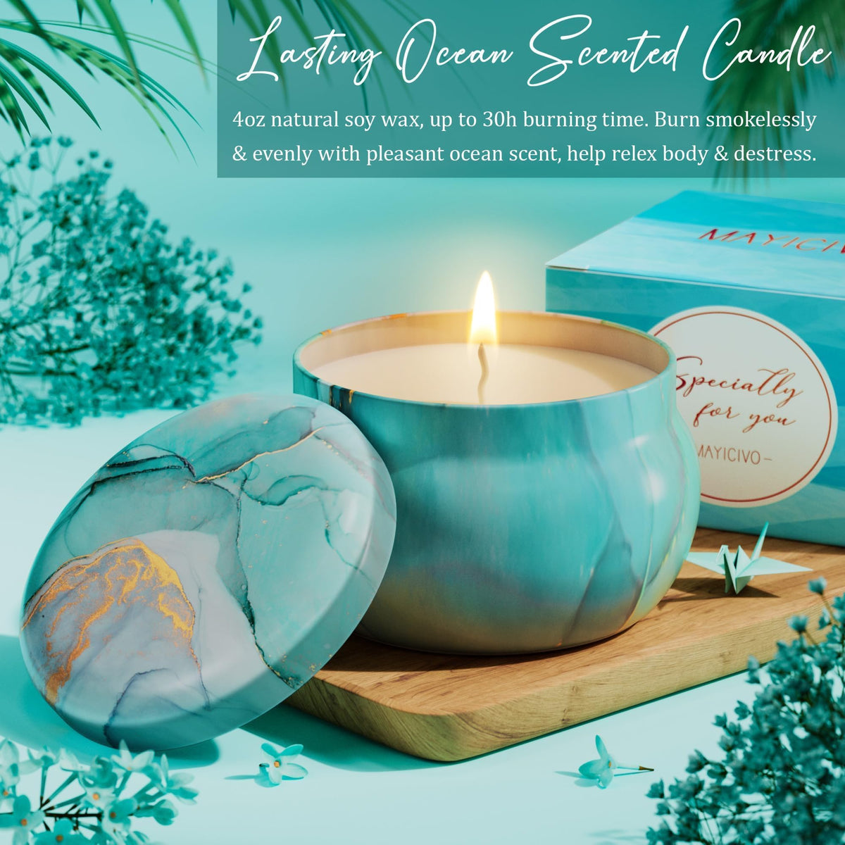 Mothers Day Birthday Gifts for Women Self Care Get Well Soon Gifts, Ocean Relaxing Spa Gift Basket Thinking of You Care Package with Flannel Blanket, Unique Gift for Her Mom Wife Grandma Friend Sister