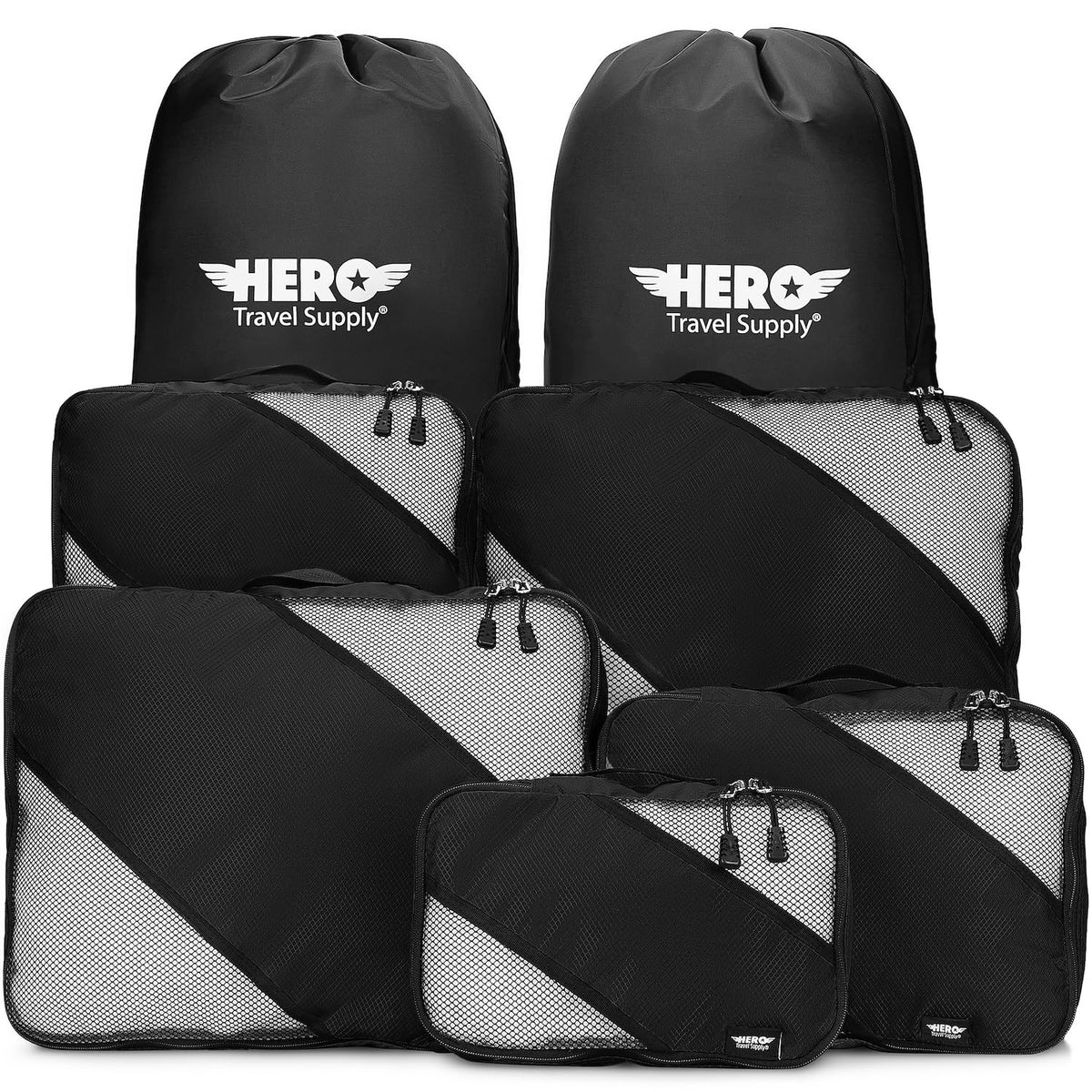 HERO Packing Cubes for Travel (Set of 5) Luggage Organizer with 2 Laundry Bags, Versatile Suitcase Organizer for Men & Women – Travel Accessories for Carry On, Airplane, Road Trip