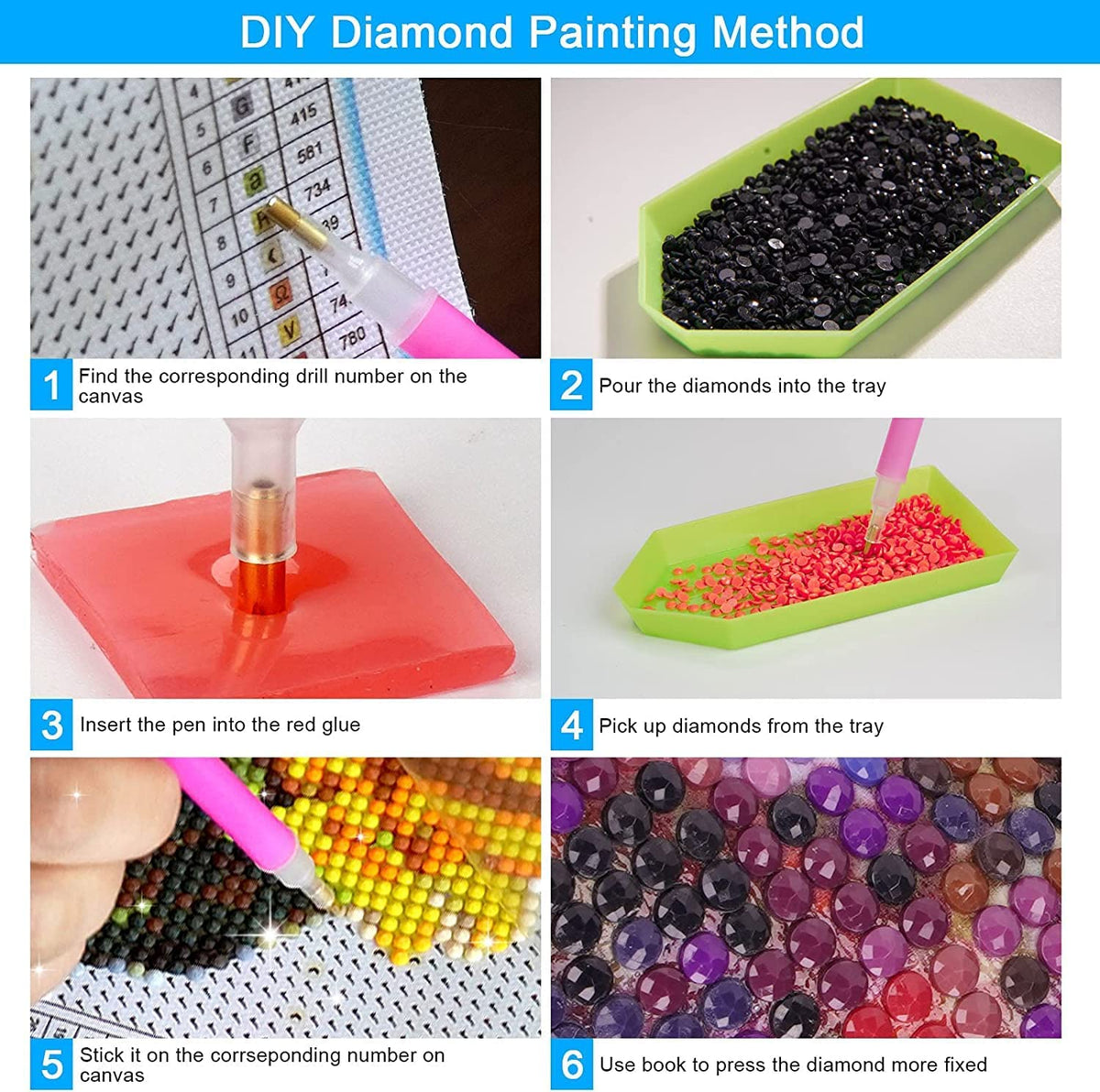 GemZono Adult 5D Diamond Painting Kits - 4 Pieces, Round Diamond Arts Painting Kit, DIY Beginner Black Cat Diamond Art Kit, Matisse Van Gogh Living Room Bedroom Decoration (11.8x15.7)