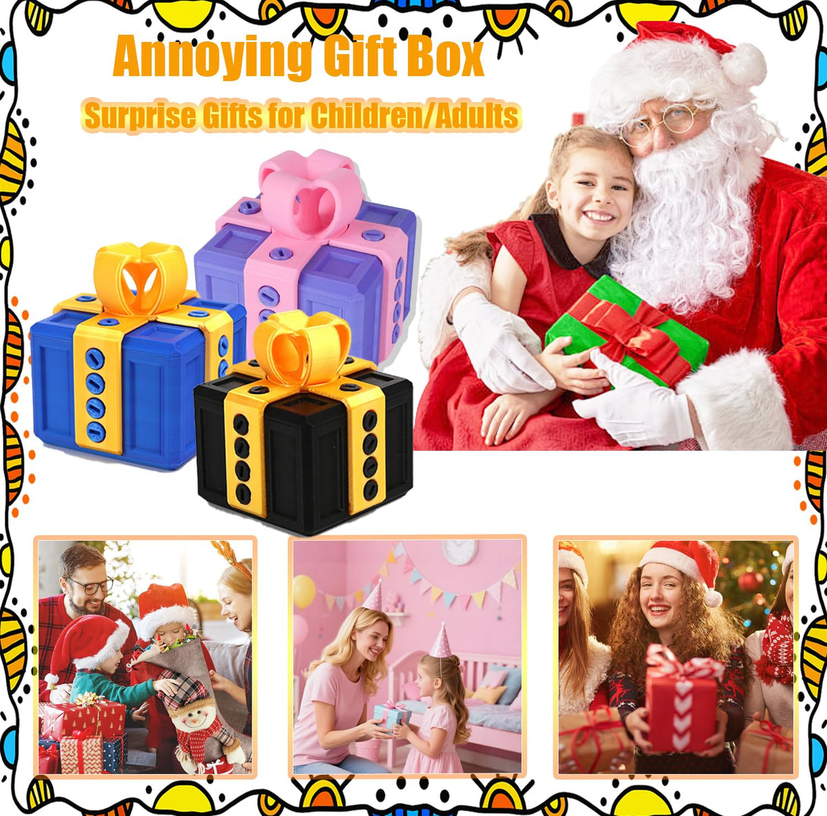 Christmas Stocking Stuffer The Annoying Present，Annoying Gift Box with 3D Printed Screws & Finger Surprise Box， Perfect for Birthdays,Office & Halloween,White Elephant Gifts for Men(Purple)
