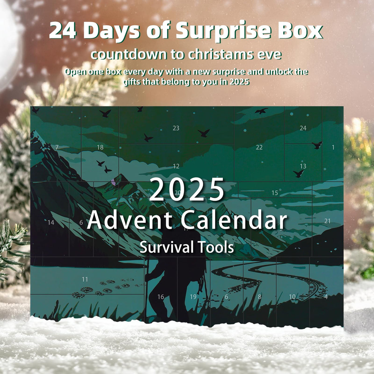 2025 Survival Kit Advent Calendar for Men - 24 Days of Premium Outdoor Tools & Emergency Gear,Ultimate Christmas Countdown Gift for Dad, Husband, Teen Boys for Camping, Hiking, Fishing