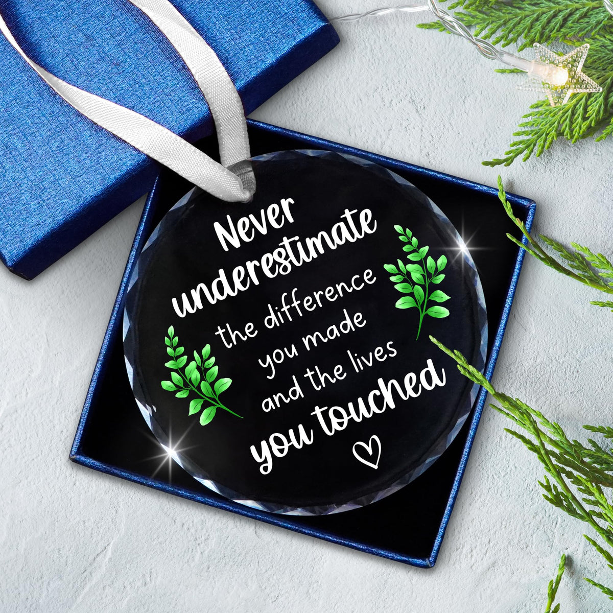 GAUDORA Christmas Thank You Gifts for Women Men - Glass Christmas Ornaments 2025 - Employee Appreciation Gifts for Teacher Coworkers Boss, Farewell Retirement Gift, Stocking Stuffers, Xmas Decorations