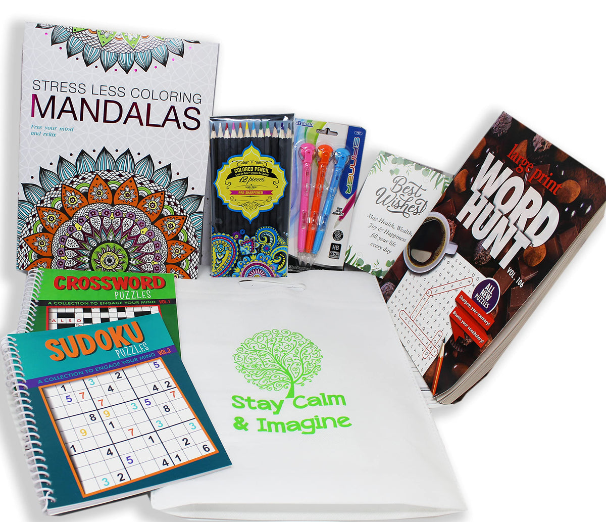 Get Well Soon Art kit home activities adult coloring books & pencils care package | Gift basket feel better soon gift for sick friend women, men, covid or after surgery for Stress relief & Relaxation