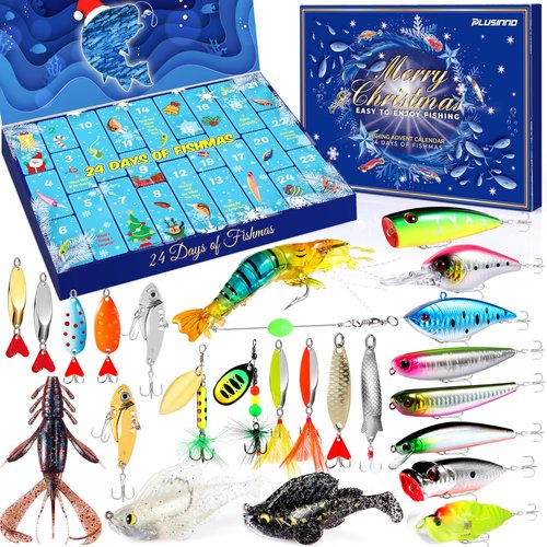 Advent Calendar 2025 Adult Fishing Advent Calendar Fishing Gifts For Men Teens Boys 24 Days Christmas Countdown Calendar Fishing Tackle Lures Gifts For Men