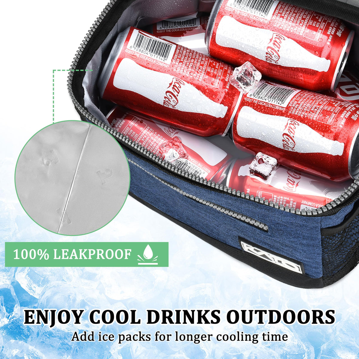 Tirrinia Insulated Lunch Box for Adults Men Women - Leakproof Lunch Bag, Soft Cooler for Work, Beach, Travel & Picnic, Blue