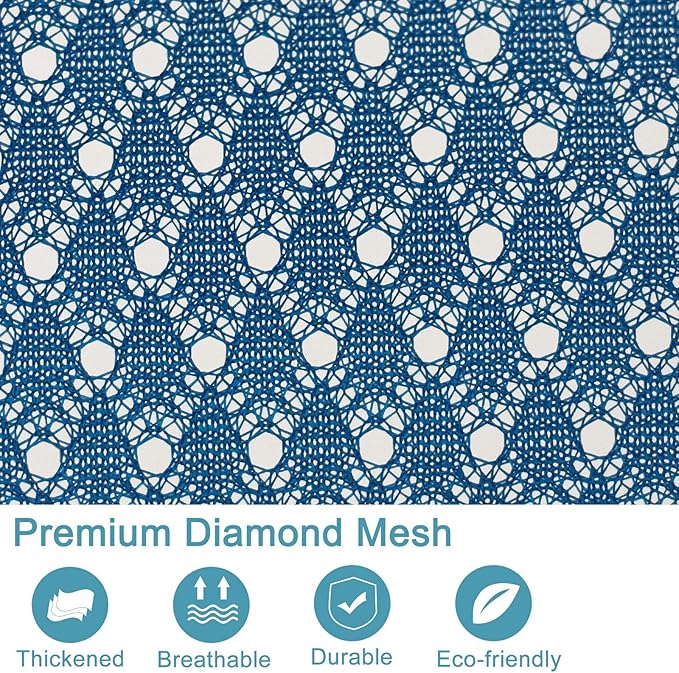 Polecasa Diamond Mesh Laundry Bags, 24 x 36 inches Heavy Duty Mesh Laundry Bag with ID Tag and Drawstring Closure, Large Laundry Hamper Liner, Washable Laundry Bag for Travel, Sports, Dorms (Blue)