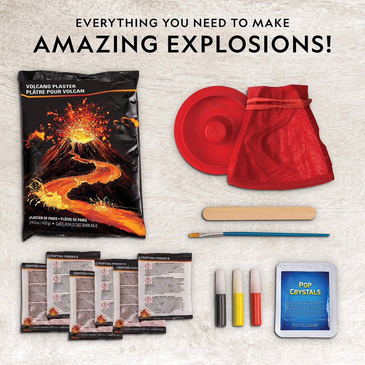 National Geographic Ultimate Volcano Kit – Erupting Volcano Science Kit for Kids, 3X More Eruptions, Pop Crystals Create Exciting Sounds, STEM Science & Educational Toys (Amazon Exclusive)
