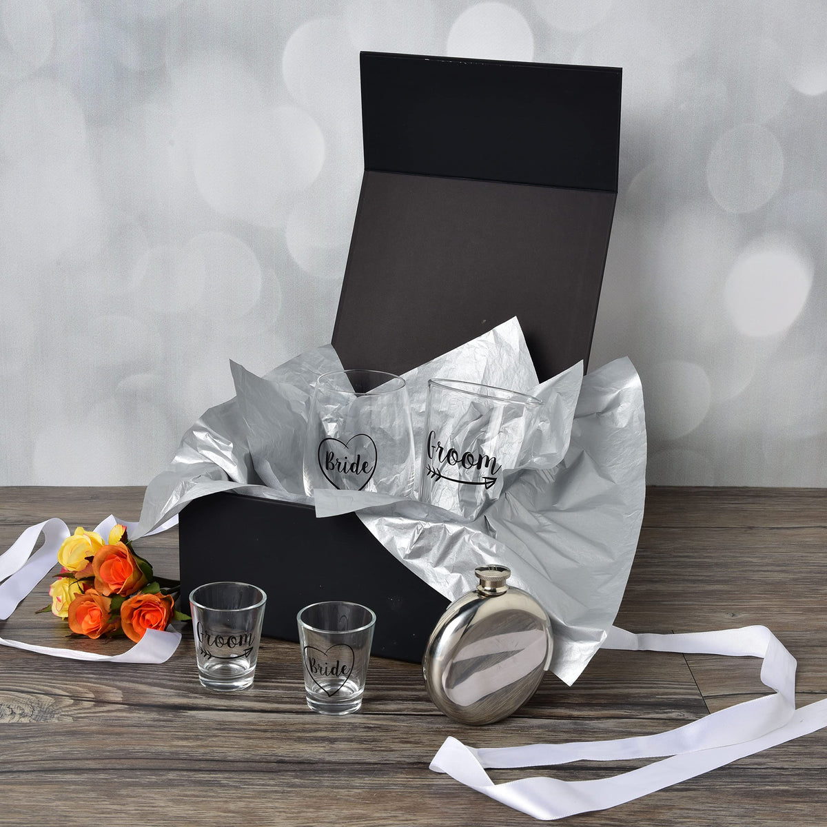 Prime Line Packaging Gift Boxes with Lids, Small Black Magnetic Gift Boxes for Presents, Small Business, Birthdays, Weddings, Graduation, Retail Storage, Bulk, 8x8x4, 15 Pack