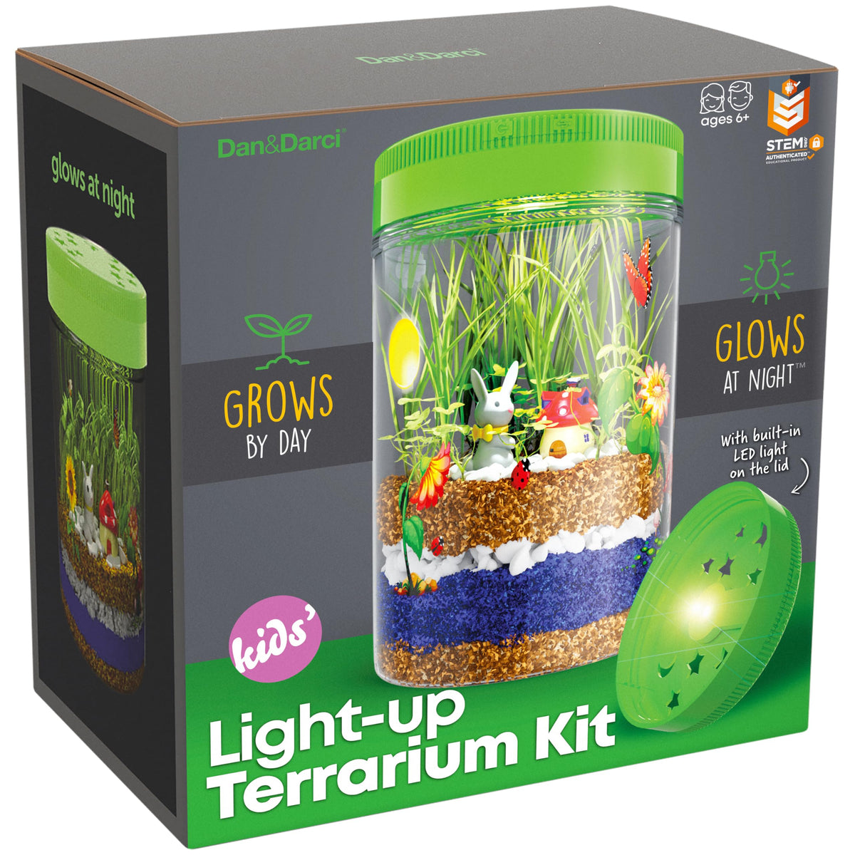 Dan&Darci Light-Up Terrarium Kit for Kids - STEM Science Kit - Educational DIY Toy for Boys & Girls - Birthday Gift - Craft Project Idea for Ages 6 7 8 9 10 11 12 Year Old - Craft for Boys