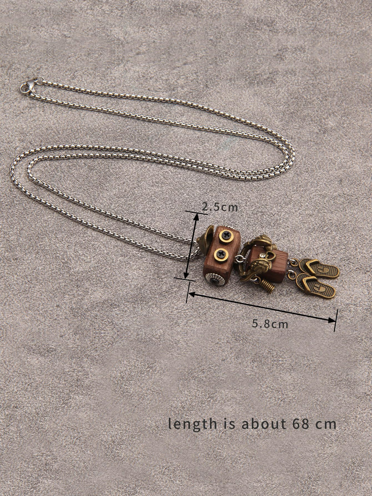 joymiao Wooden Pendant Necklace Steampunk Necklace Womens Gold Necklace Vintage Leather Choker Stainless Necklace Chain Hippie Choker Necklace