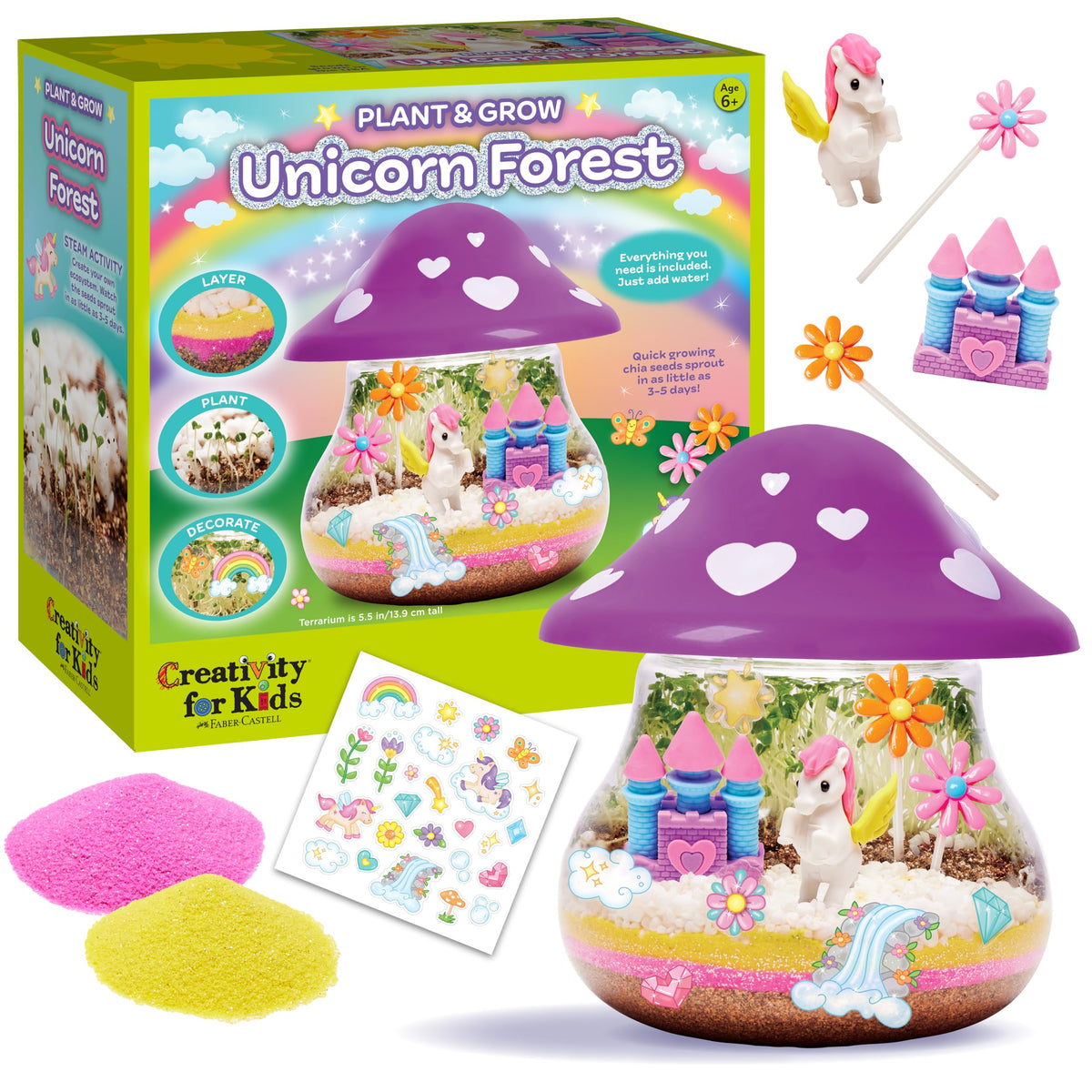 Creativity for Kids Plant and Grow Unicorn Forest: Terrarium Kit for Kids, Unicorn Toys and STEM Kits, Spring Crafts & Arts and Crafts for Girls (Ages 6+)