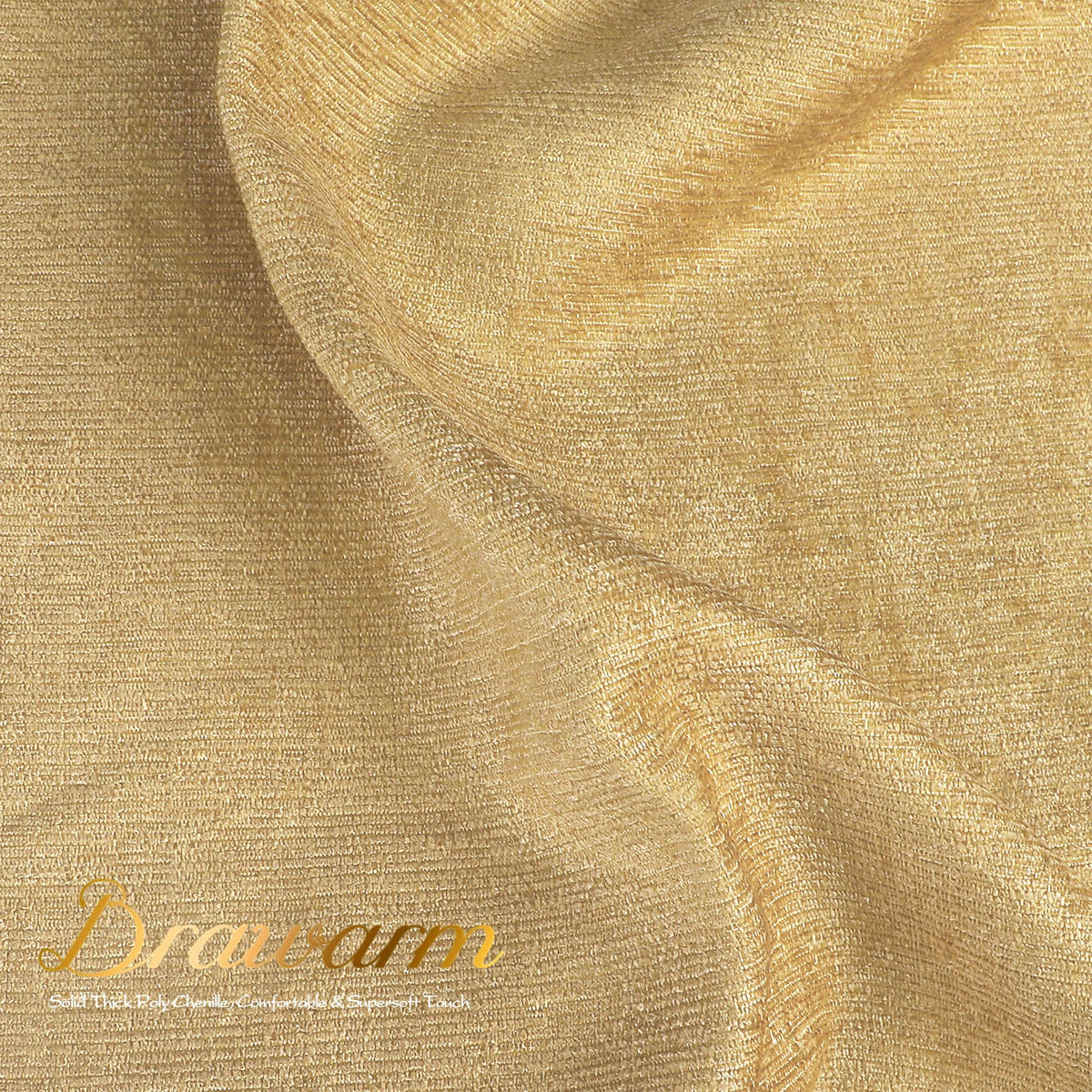 BRAWARM Throw Pillow Covers 22x22 Inches - Gold Chenille Pillow Covers Pack of 2, Solid Dyed Soft Chenille Pillow Cases for Couch Sofa Bed Home Decoration