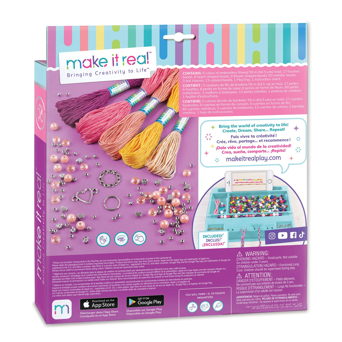 Make It Real - Macrame Friendship Bracelet Making Kit for Girls - Kids String Bracelet Making Kit - Friendship Bracelet Craft Kit w/Thread, Beads & More - DIY Bracelet Kit for Girls 8-10-12-14
