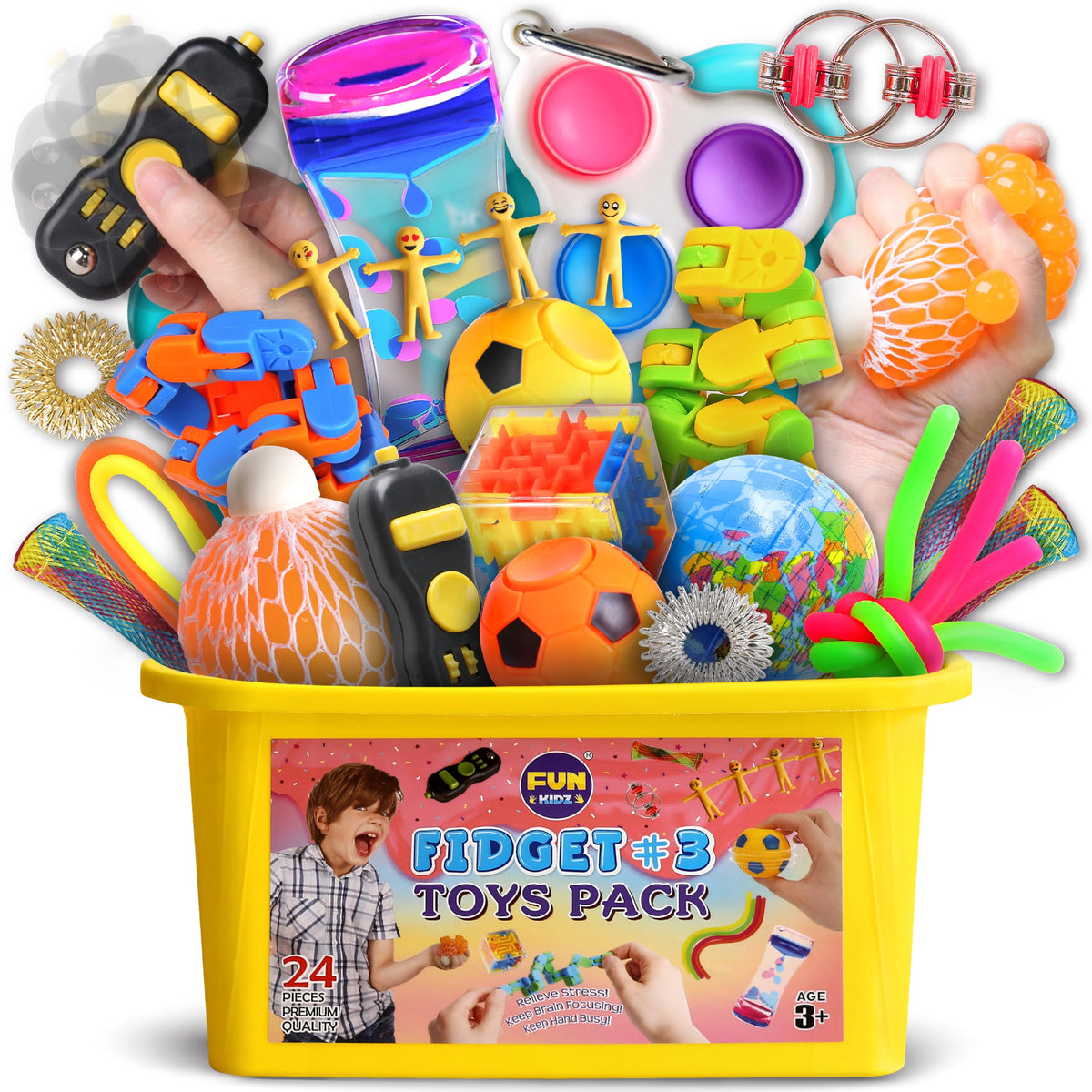 Gift Fidget Box Toys Pack for Kids 3-12, FunKidz Sensory Toys for Boys Girls Age 7-12 Autistic Children in Mystery Storage Portable Box