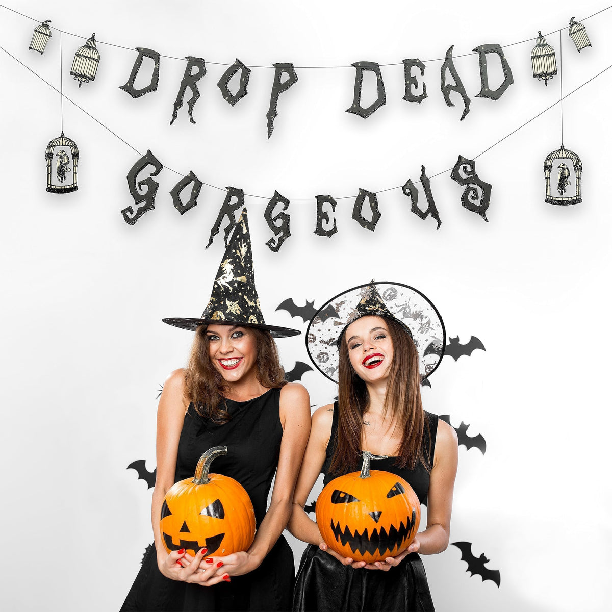 Cheerland Gothic Party Decorations Drop Dead Gorgeous Garland Skeleton Raven for Girls Birthday Party Decoration Wedding Bridal Shower Halloween Hanging Teen Goth Sweet 16 Bachelorette Decor