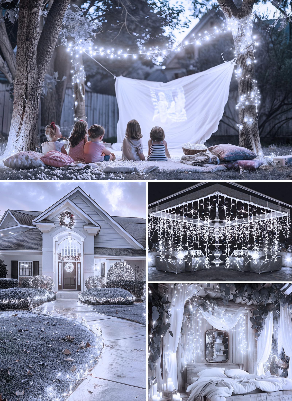 Outdoor Fairy Firecracker Lights Battery Operated, 5 Feet 60 LEDs Twinkle String Lights with Remote, 2 Pack Starry Lights for DIY Wreath Wedding Party Bedroom Mason Jar Holiday Christmas, Pure White