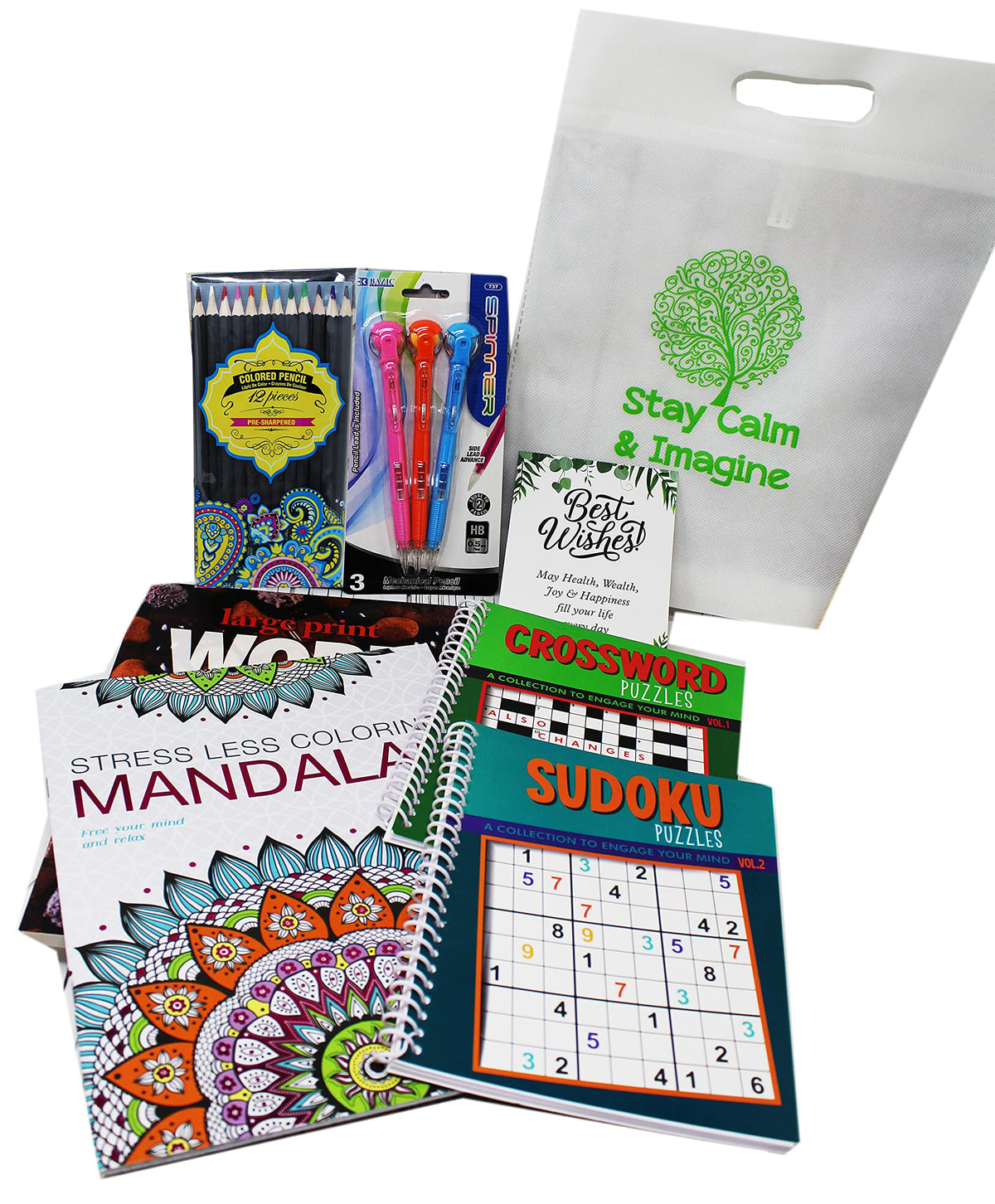 Get Well Soon Art kit home activities adult coloring books & pencils care package | Gift basket feel better soon gift for sick friend women, men, covid or after surgery for Stress relief & Relaxation