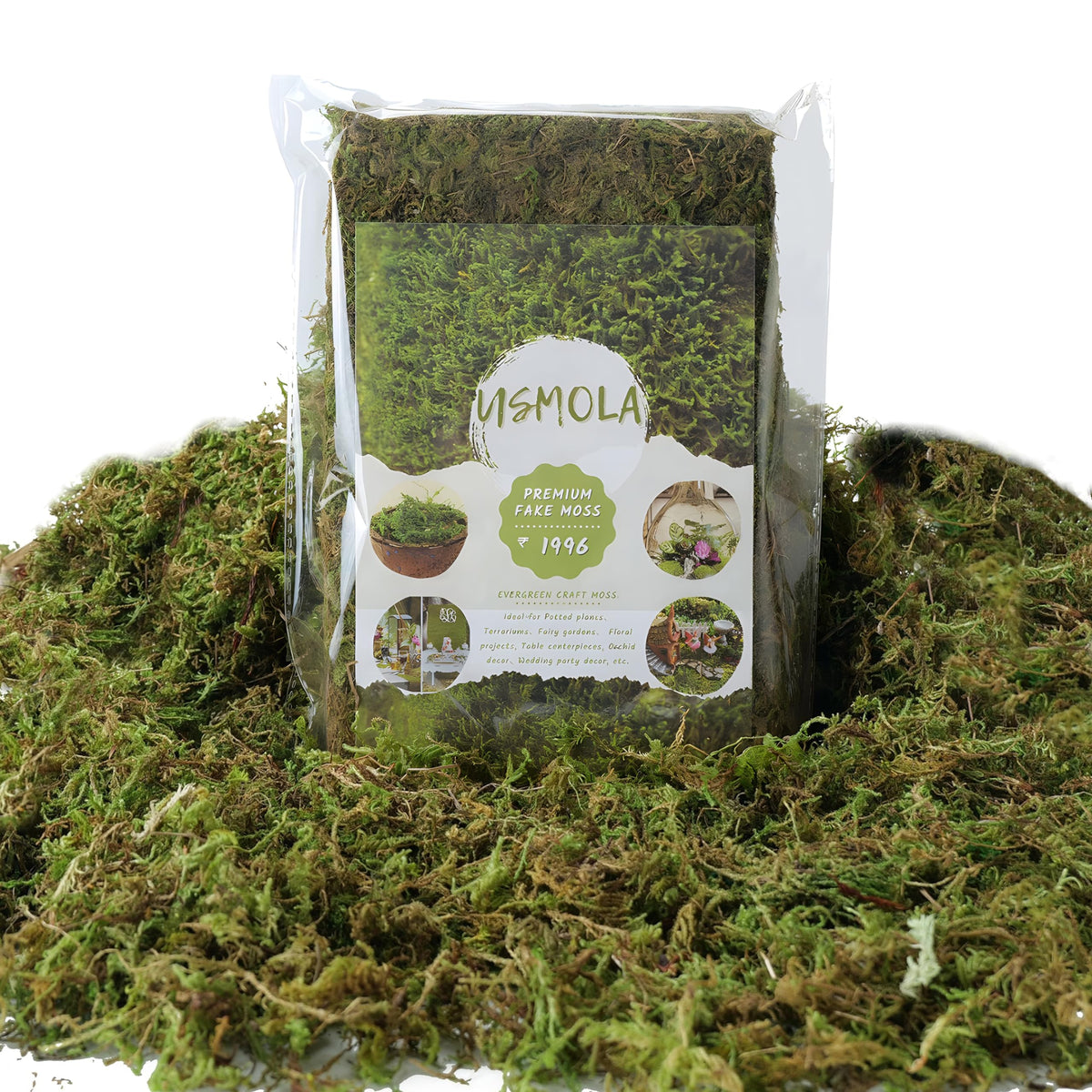 USMOLA Fake Moss, 8 OZ Green Moss for Potted Plants, Artificial Moss for DIY Crafts Home Decor Table Centerpieces Wedding Decoration (Fresh Green 225gr)