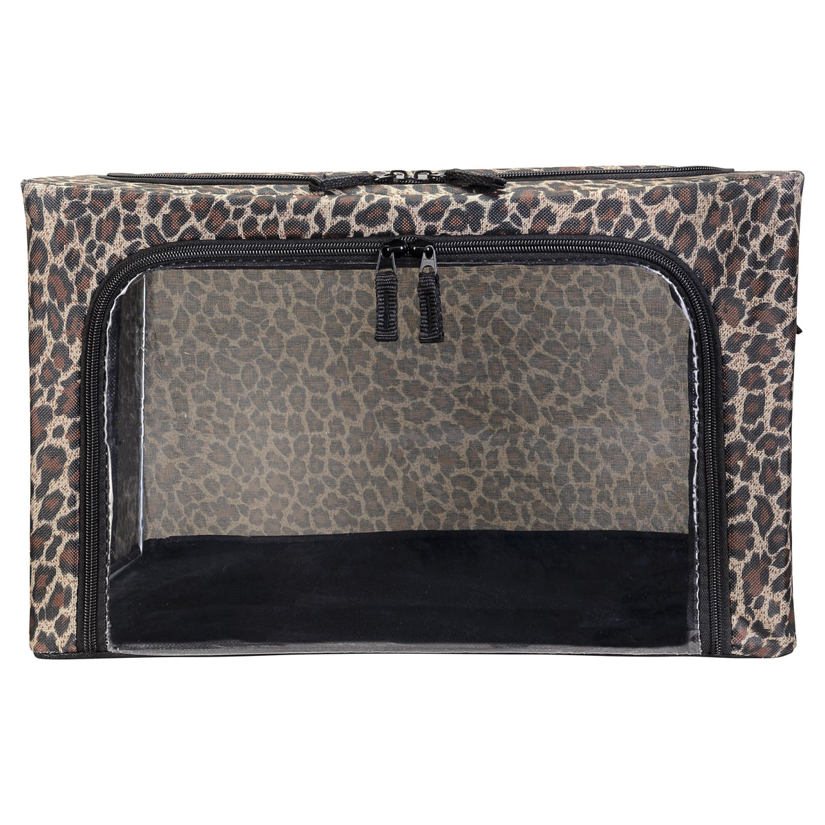 Periea 'Beau' Foldable Stackable Fabric Home Storage Boxes with Steel Frames - Set of 2 (Gold Leopard, Small)
