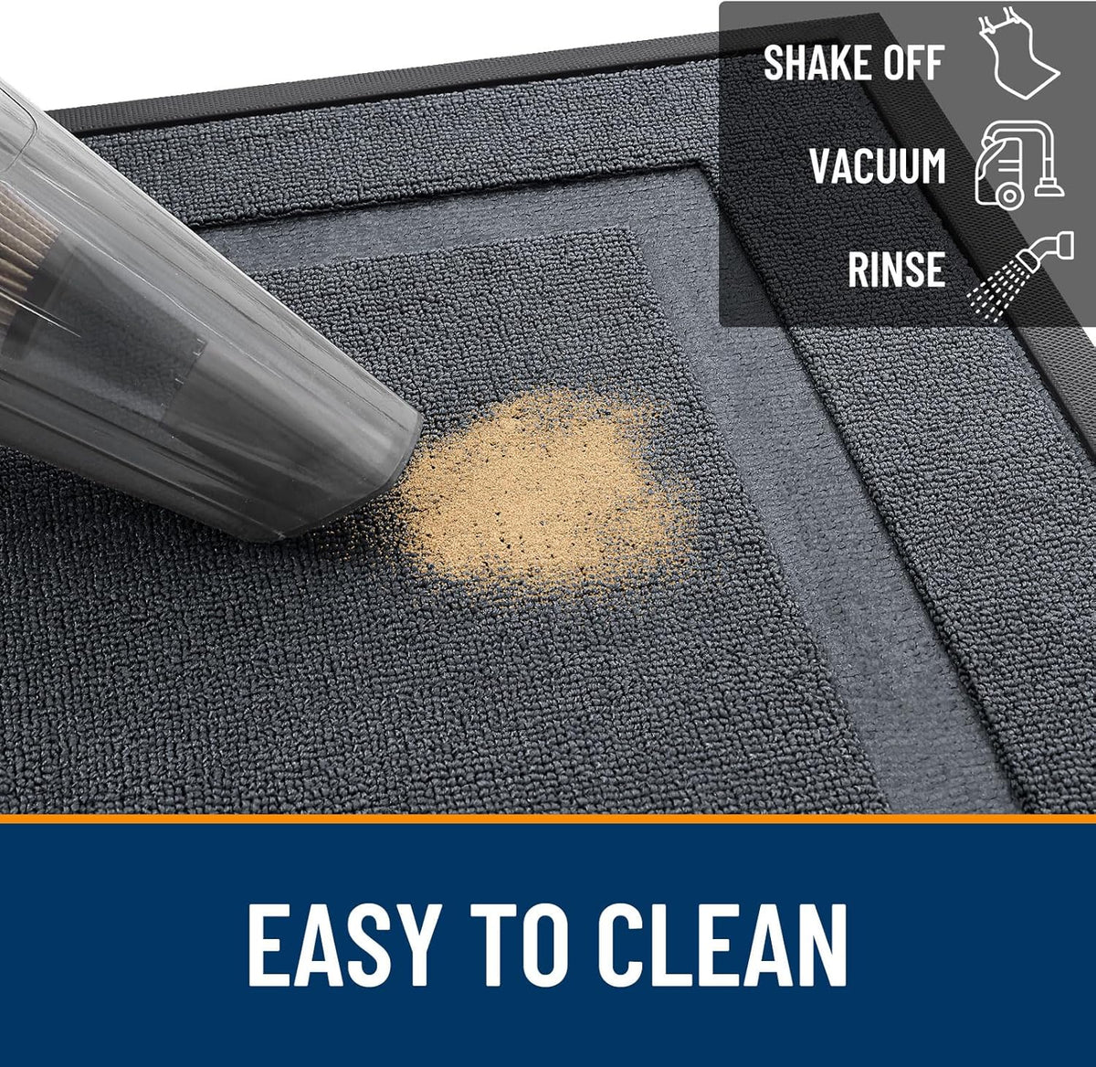 OLANLY Waterproof Front Door Mat - All-Season Indoor/Outdoor Doormat, Easy Clean, 47x23, Charcoal Gray