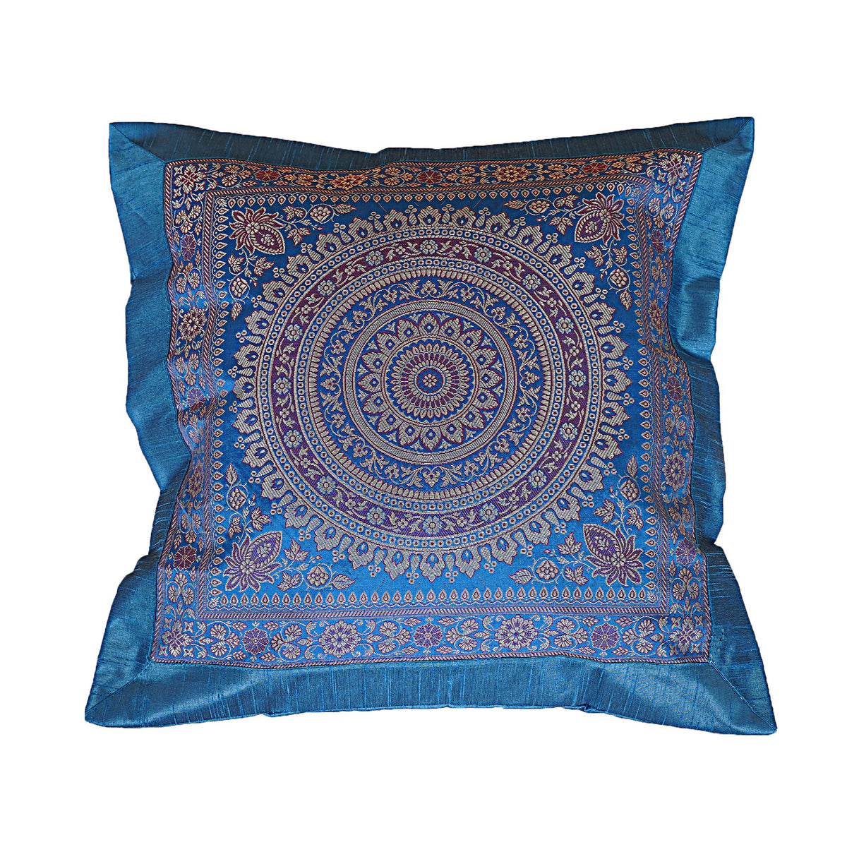 Shubhlaxmifashion Indian Set of 10 PCS 16x16 inch (41x41 cm) Mandala Silk Indian Ethnic Bohemian Decorative Cushion Cover Handcrafted Patchwork Sari Throw Pillow Boho Decor Cushion Covers for Gift