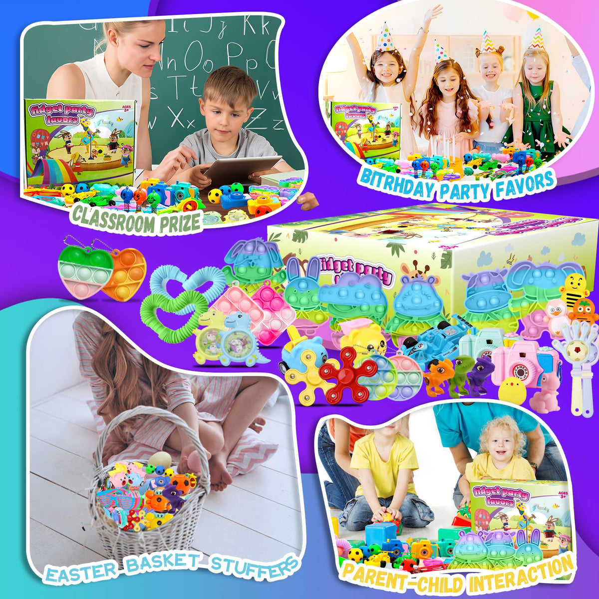 1000+ PCS Party Favors for Kids,Fidget Toys Pack,Christmas Stocking Stuffers,, Birthday Gift, Treasure Box,Goodie Bag Stuffers, Carnival Prizes, Toys Filler Sensory Toy for Classrooom