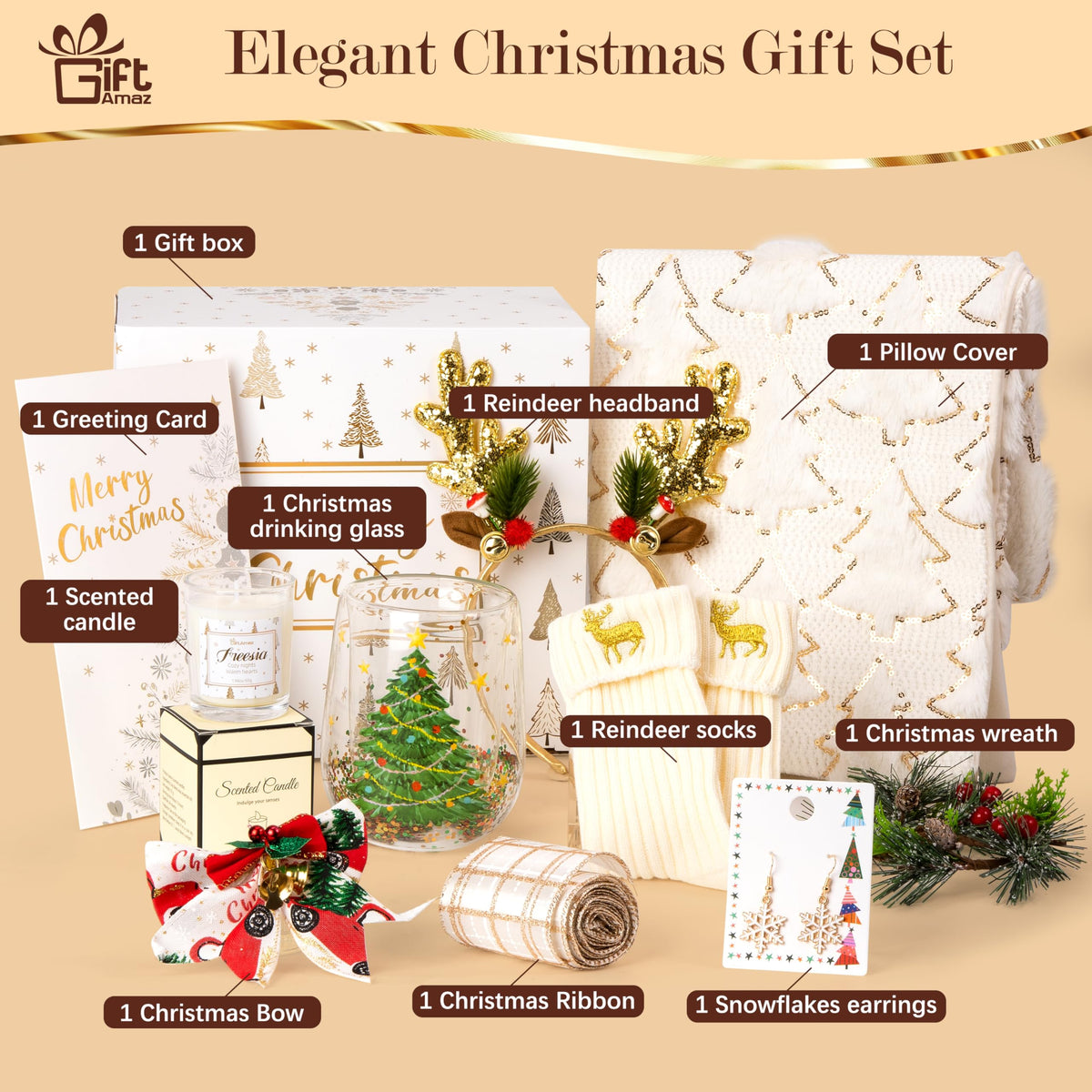 Christmas Gift Set for Women Girl, Valentines Day Gifts Baskets Box with Scented Candle, Self Care Gift for Her, Mom, Wife, Friends, Grandma, Sister, Bestie, Coworkers, Holiday Gift Presents for Women