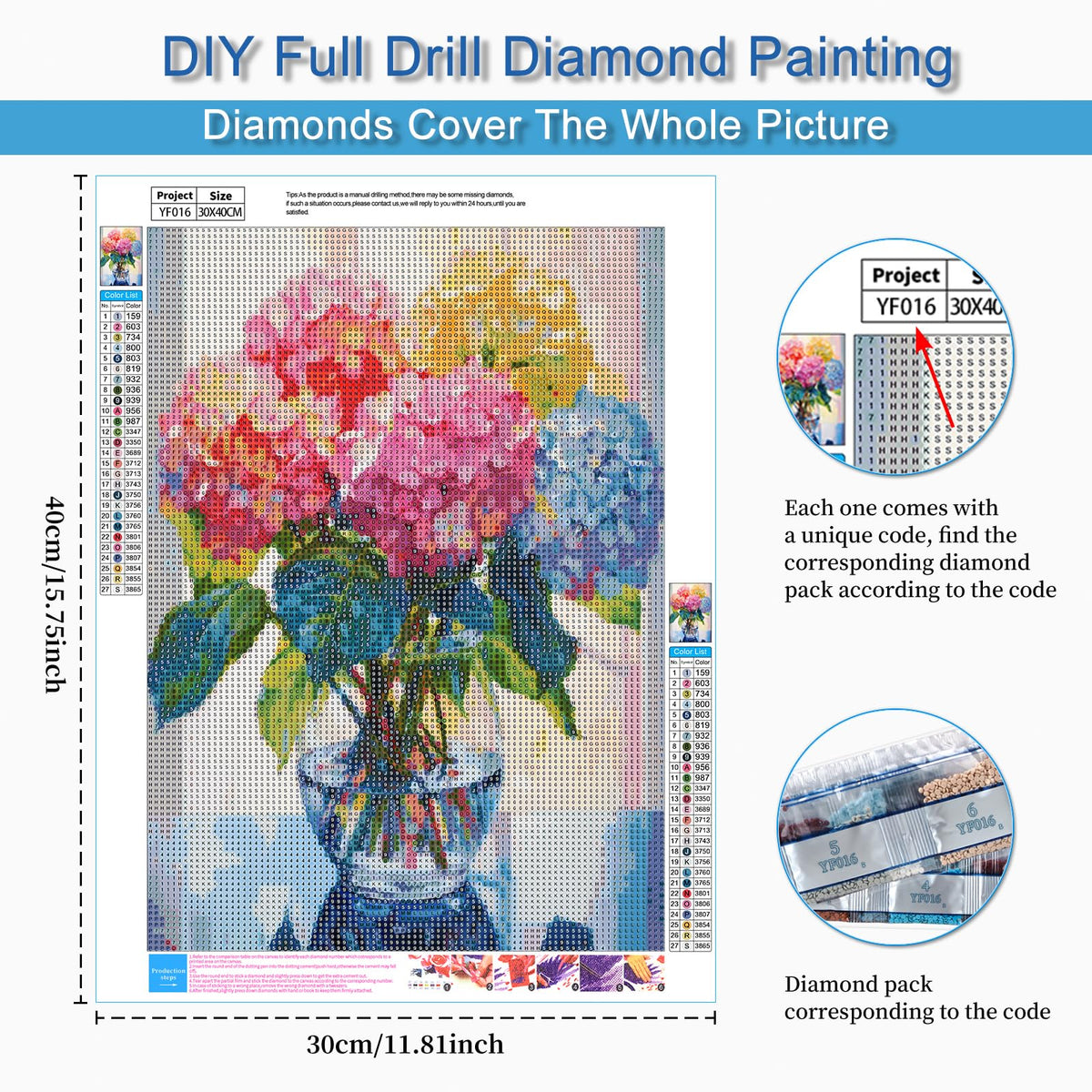 12 Pack Flowers Diamond Art Kits Packs for Adults, 5D Diamond Painting Kit Sets with Tools for Beginners DIY Full Drill Diamonds Paintings Crafts Gem Art by Number Gift Home Wall Decor (12x16 Inch)