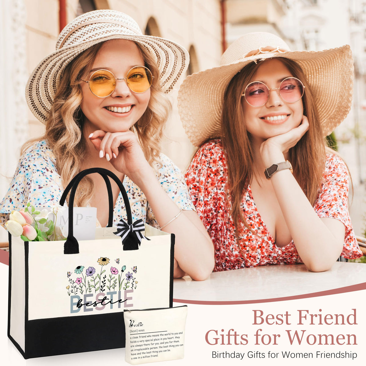 Best Friend Bestie Birthday Gifts for Women, Mothers Day Friendship Gifts for Best Friend Woman, Christmas Valentines Day Ideas Present Basket Set of 6
