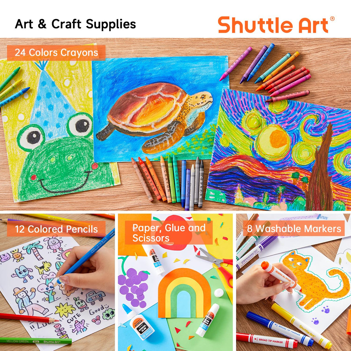 Shuttle Art 102 PCS Back to School Supplies Kit, School Supply Box for Grades K-5, School Supplies for Kids and Students, Including Pencils, Pens, Markers, Erasers, Notebooks, Folders and More