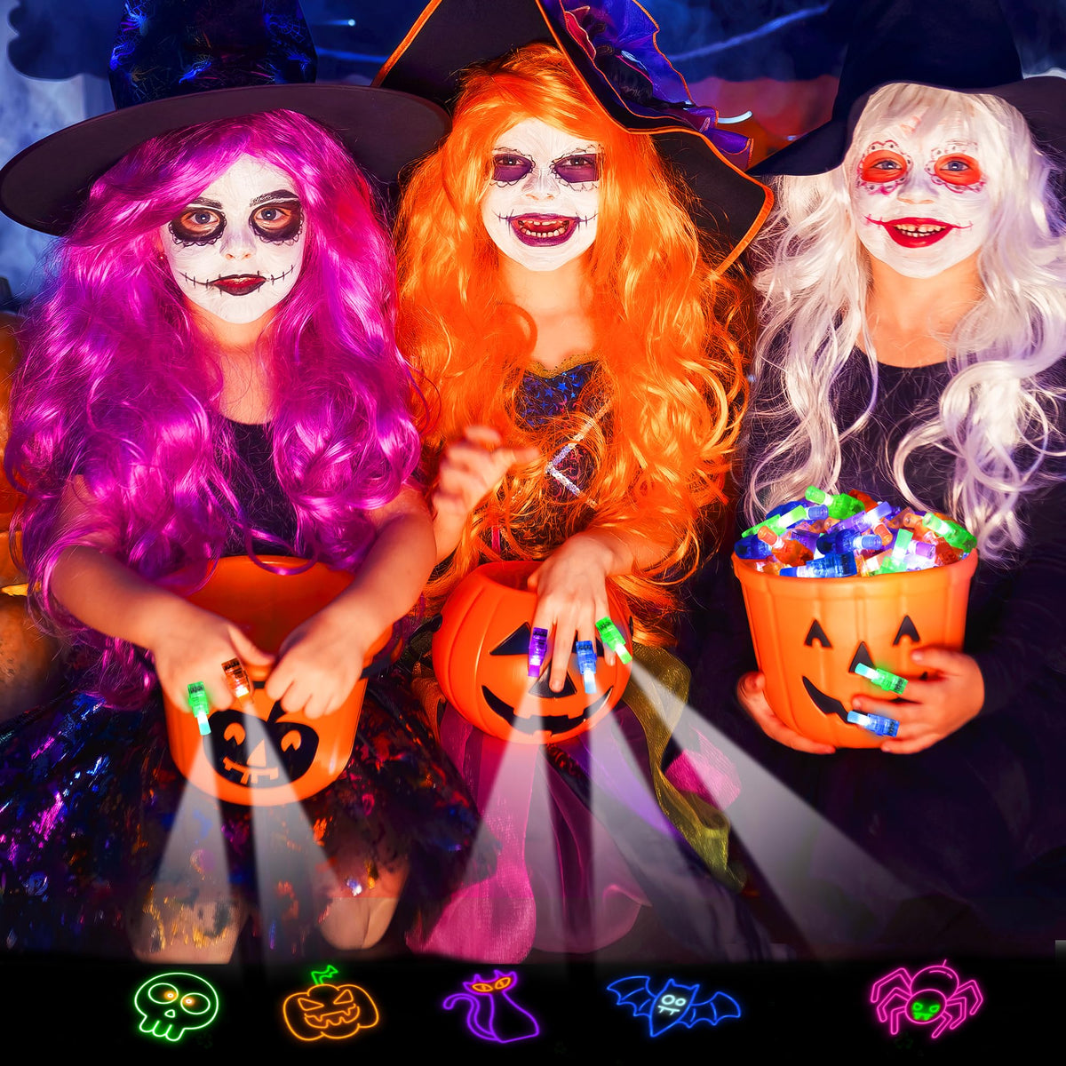 Malhaii Halloween Party Favors, 40 Finger Lights for Kids Halloween Goodie Bag Fillers Basket Pinata Stuffers Light Up Hallo ween Toys Bulk Party Favor bag Treats Non Candy Classroom Prizes Supplies