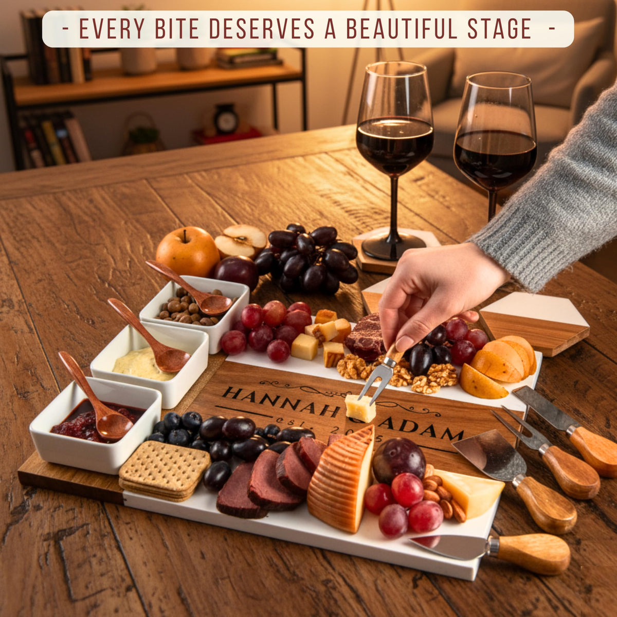 Personalized Charcuterie Board - Custom Large Cheese Boards for Wedding, Anniversary, New Home, Housewarming, Bridal Shower, Birthday, Mom, Grandma, Mother’s Day Gifts, Women, Couples, Engagement Gift