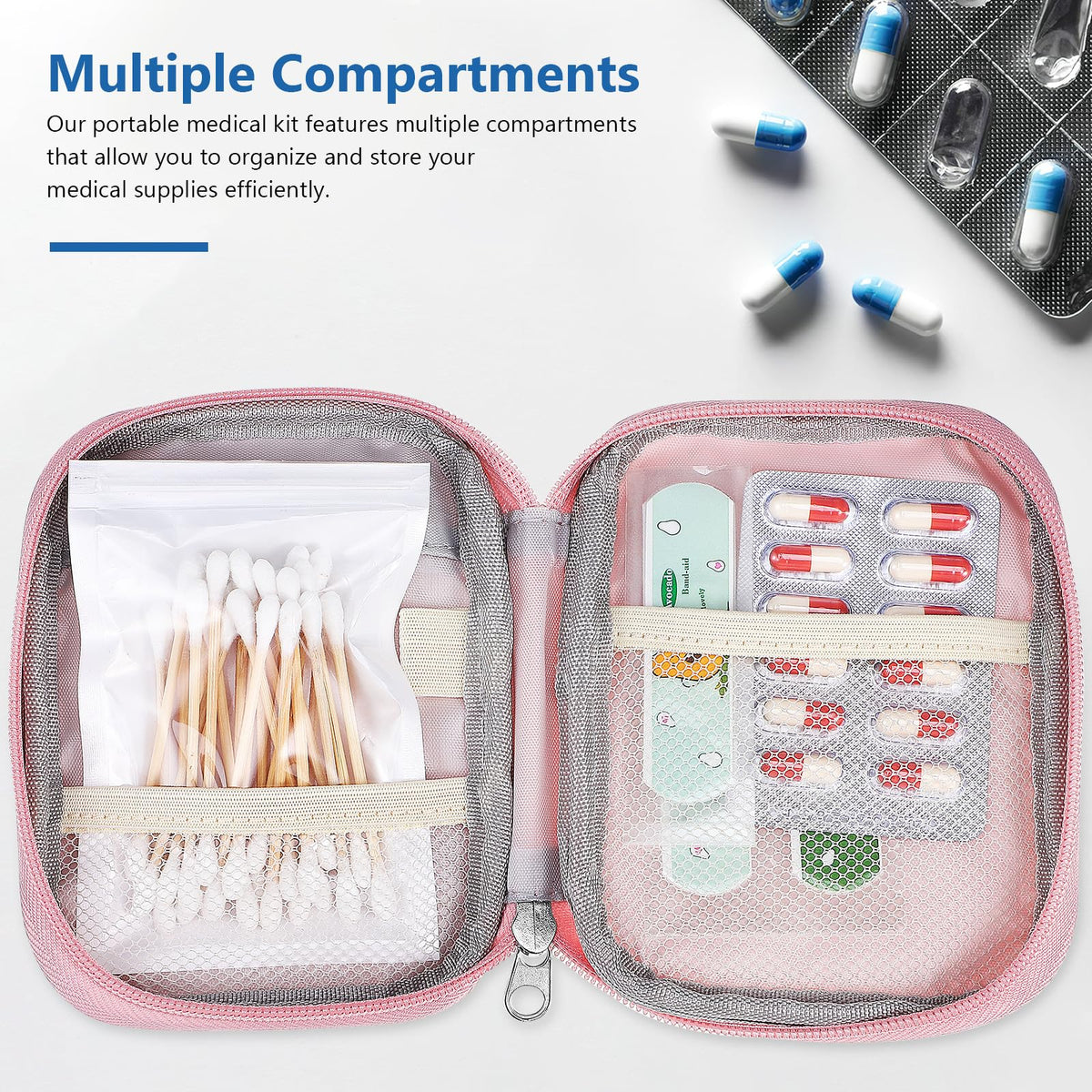 COOPHYA 2pcs Medical Bag Organizer Travel Medicine Storage Pouch Household First Aid Pouch 11x14x2cm Lightweight Portable for Outdoor and Daily Use