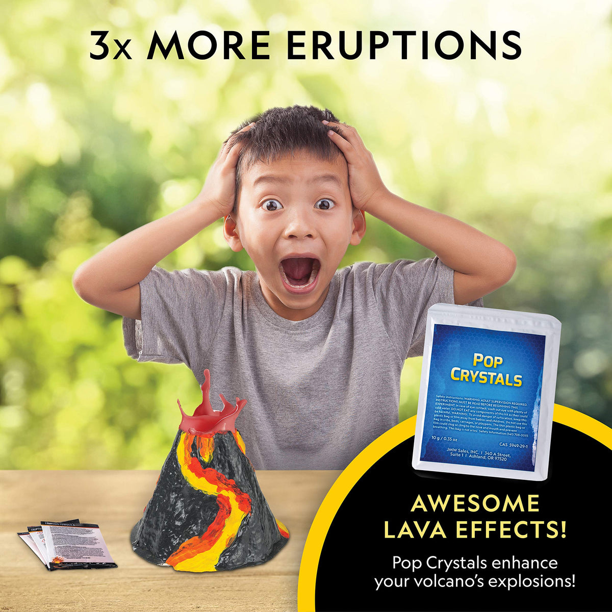 National Geographic Ultimate Volcano Kit – Erupting Volcano Science Kit for Kids, 3X More Eruptions, Pop Crystals Create Exciting Sounds, STEM Science & Educational Toys (Amazon Exclusive)