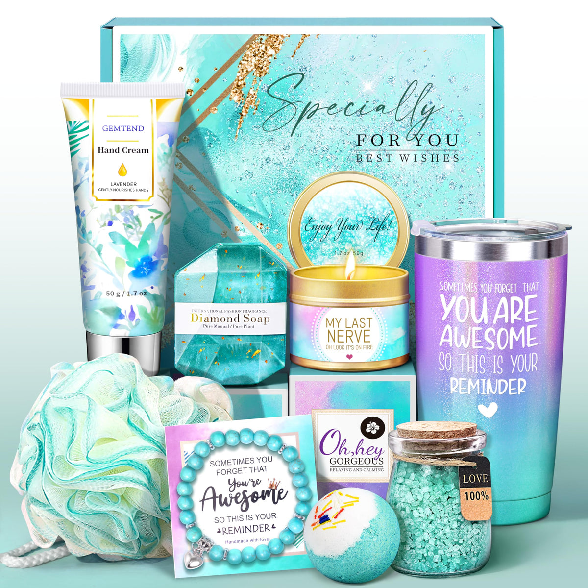 Birthday Gifts for Women, Gifts for Women, Mom, Wife, Girlfriend, Sister, Friends, Her, Relaxing Spa Gifts Basket Self Care Gifts, Christmas, Valentine's Day, Mother's Day Gifts
