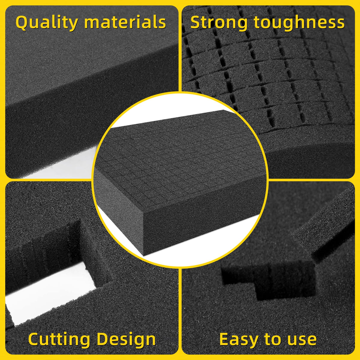 DECOHS 4 PCS Pick Apart Foam Insert- 2 Size Pick and Pluck Foam- Pluck Pre Cube Sheet Foams with Bottom Use for Board Game Box Cases Storage Drawer (Length 12 Inch)