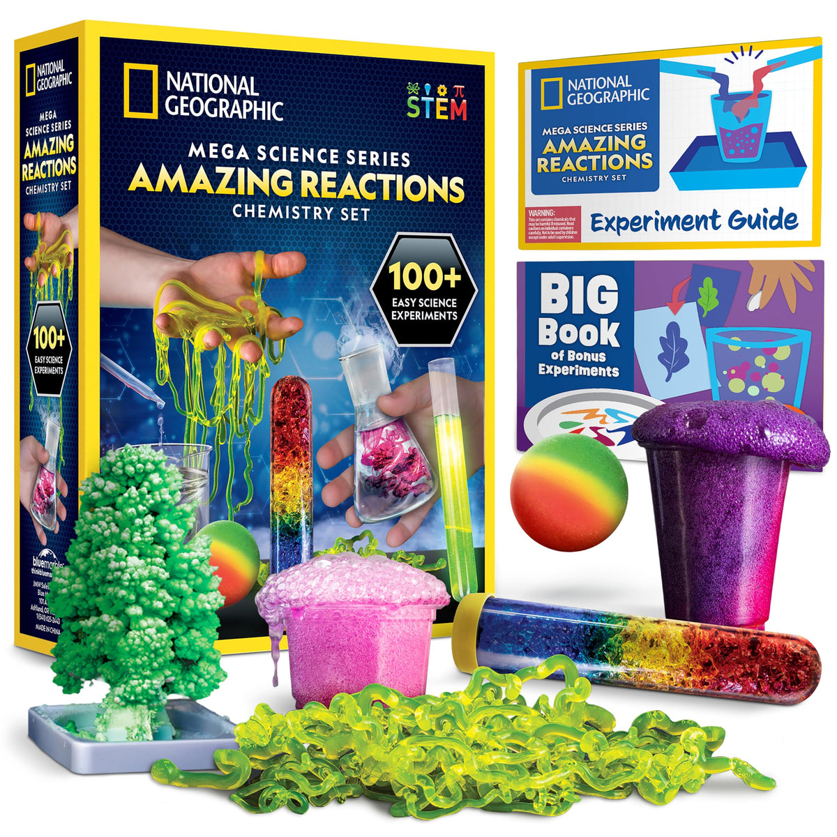 National Geographic Amazing Chemistry Set - Chemistry Kit with 100+ Science Experiments Including Crystal Growing and Reactions, Science Kit for Kids, STEM Gift for Boys and Girls (Amazon Exclusive)