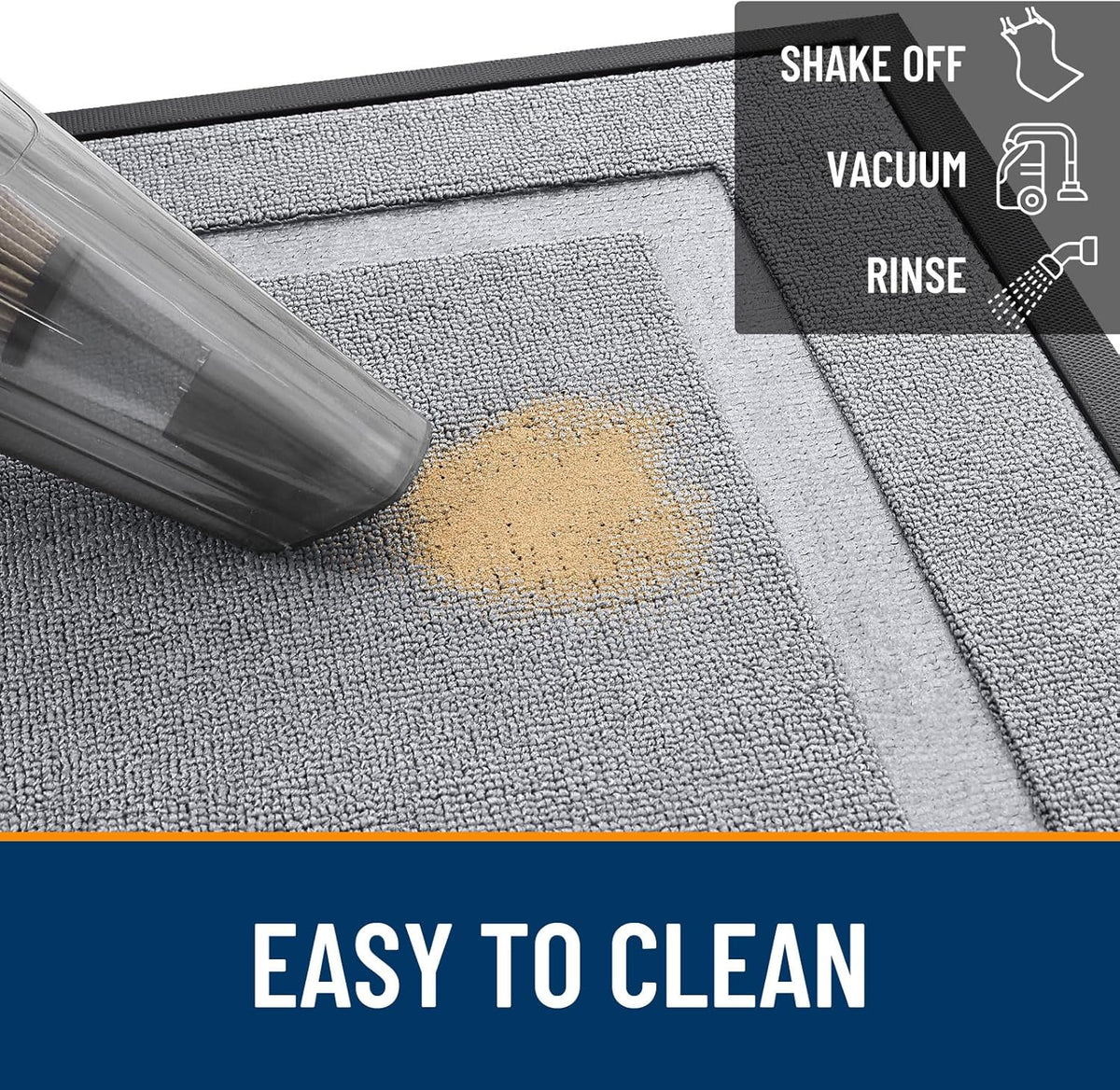 OLANLY Waterproof Front Door Mat - All-Season Indoor/Outdoor Doormat | Sturdy Natural Rubber, 29.5x17, Silver Gray