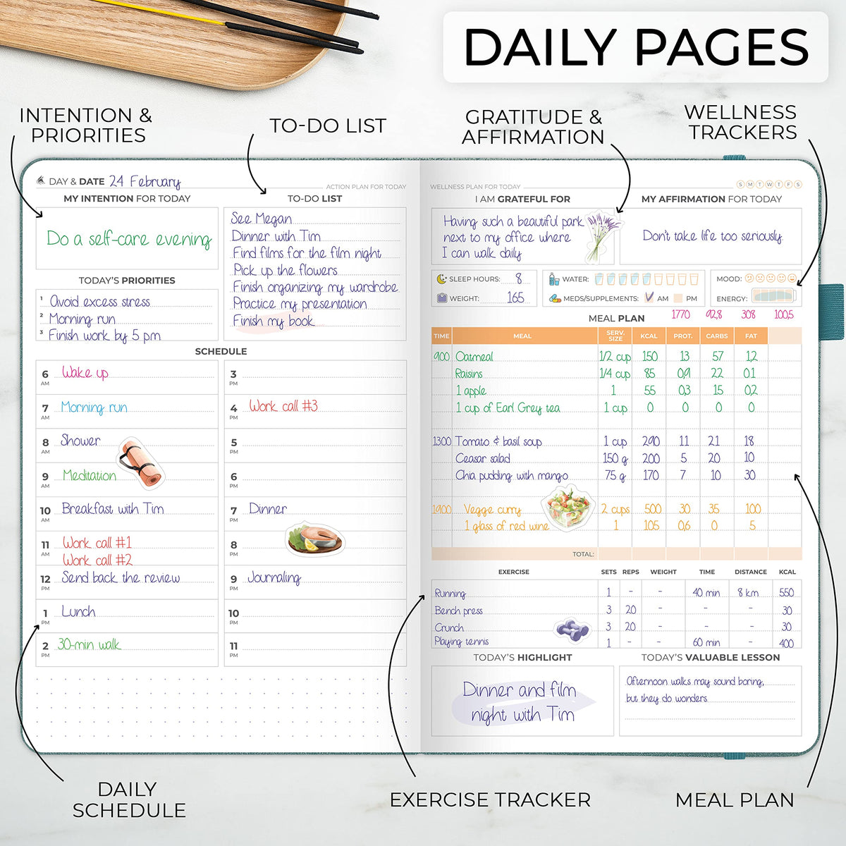 Clever Fox Wellness Planner Premium – Daily Lifestyle Journal to Support Health, Nutrition & Exercise – Healthy Living Journal with Meal, Exercise & Habit Trackers – Lasts 3 Months (Aquamarine)