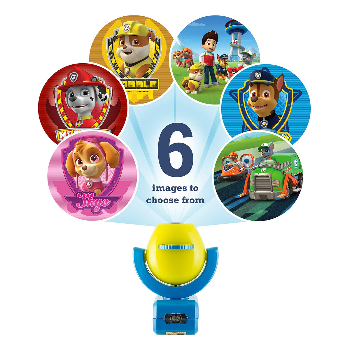 Projectables Paw Patrol LED Night Light Projector, Plug-In, Dusk-to-Dawn Sensor, Rubble, Chase, Skye, Marshall, Alex Porter, For Baby, Kids, Bedroom, Playroom, Nursery, Bathroom, 30605