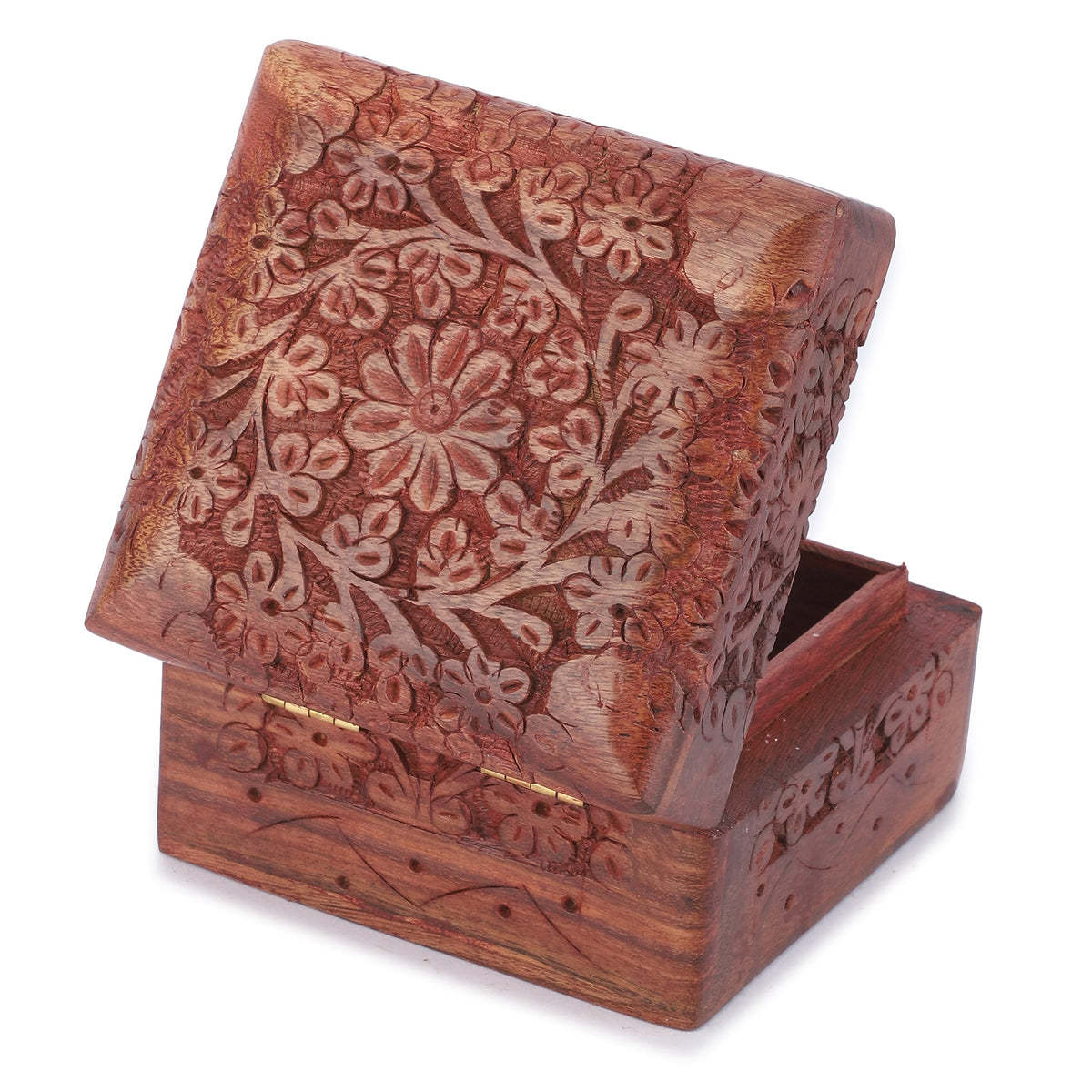 Ajuny Wooden Hand Carved Decorative Keepsake Box Jewelry Armoire Treasure Chest Trinket Holder Storage Travel Organiser Perfect Unique Gifts Ideas for Men and Women