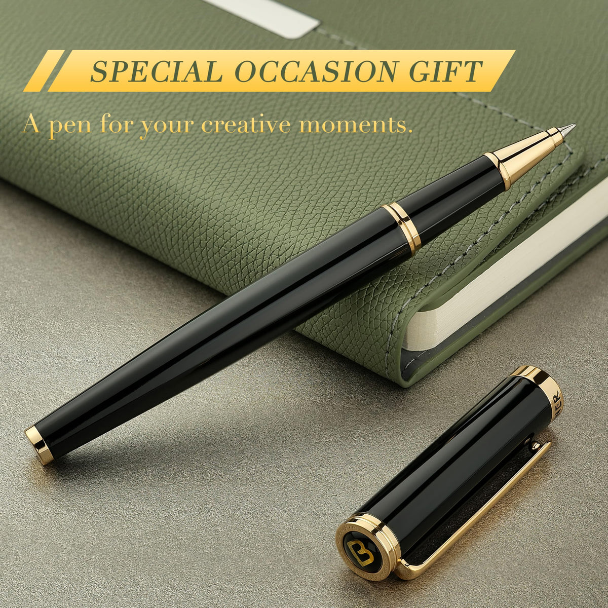 BEILUNER Luxury Rollerball Pen,24K Gold Trim,Noble and Elegant Designs,Schneider Ink Refill, Best Roller Ball Pen Gift Set for Men & Women, Professional, Executive Office, Nice Pens