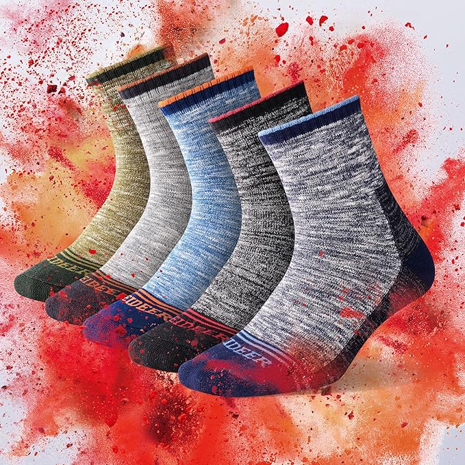FEIDEER Men's Hiking Walking Socks, Multi-Pack Wicking Cushioned Outdoor Recreation Hiking Socks