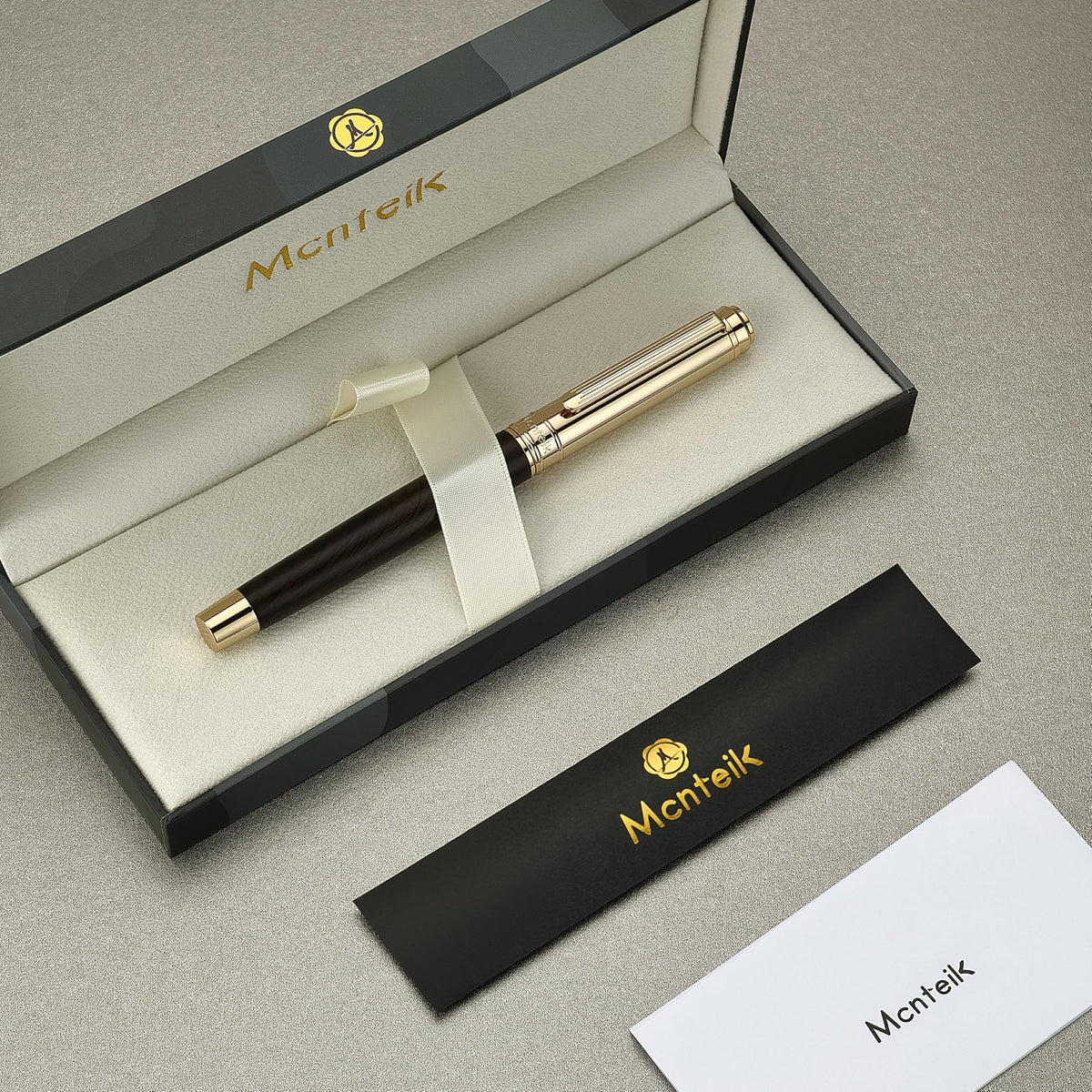 316 Luxury Journaling Pen, Nice Natural Wood for Writing, 24K Gold Accents, Schmidt refill, Fancy Rollerball, Wooden Gift Set for Men & Women, Executive & Graduation Work Christmas Pens-Blackwood
